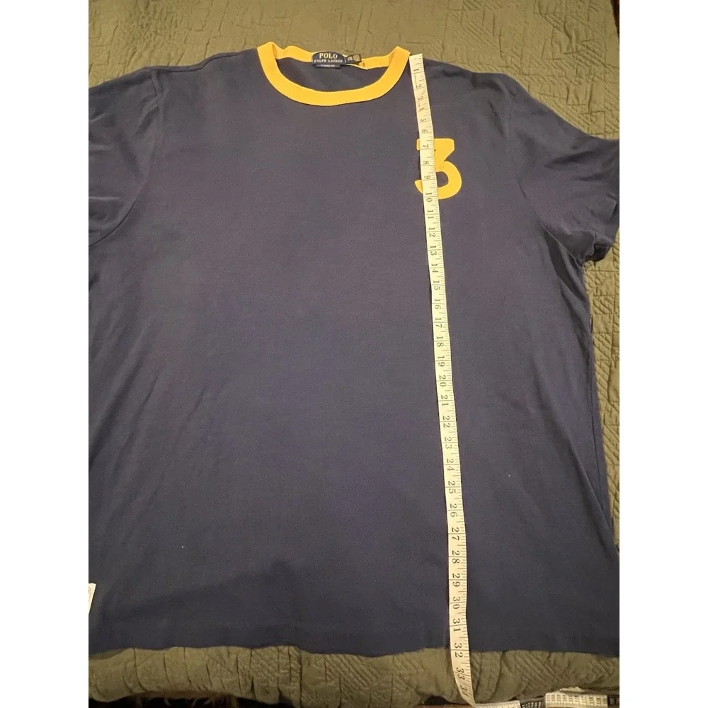 Polo Rl‎ Men's Crewneck Sports T Shirt 2xl TTG Blue And Yellow